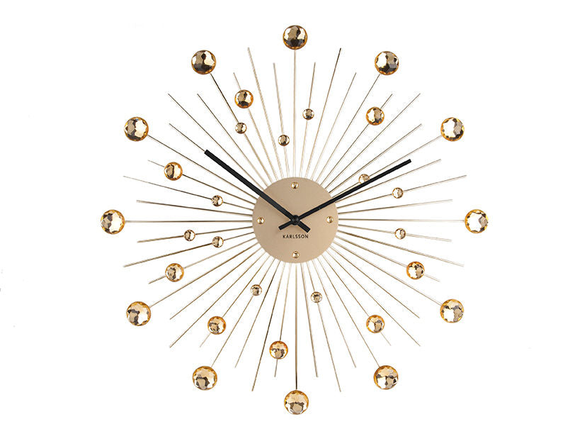 Karlsson Wall clock Sunburst crystal gold large