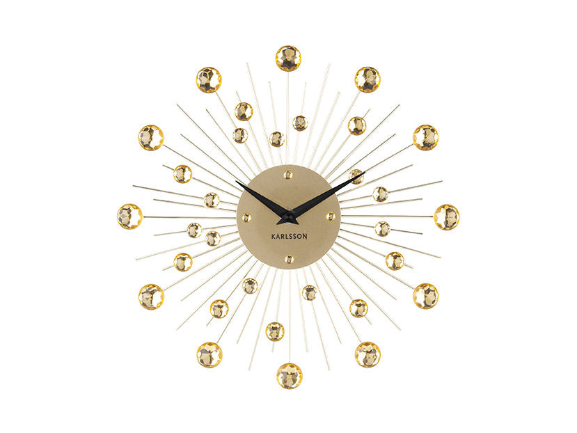 Karlsson Wall clock Sunburst crystal gold medium