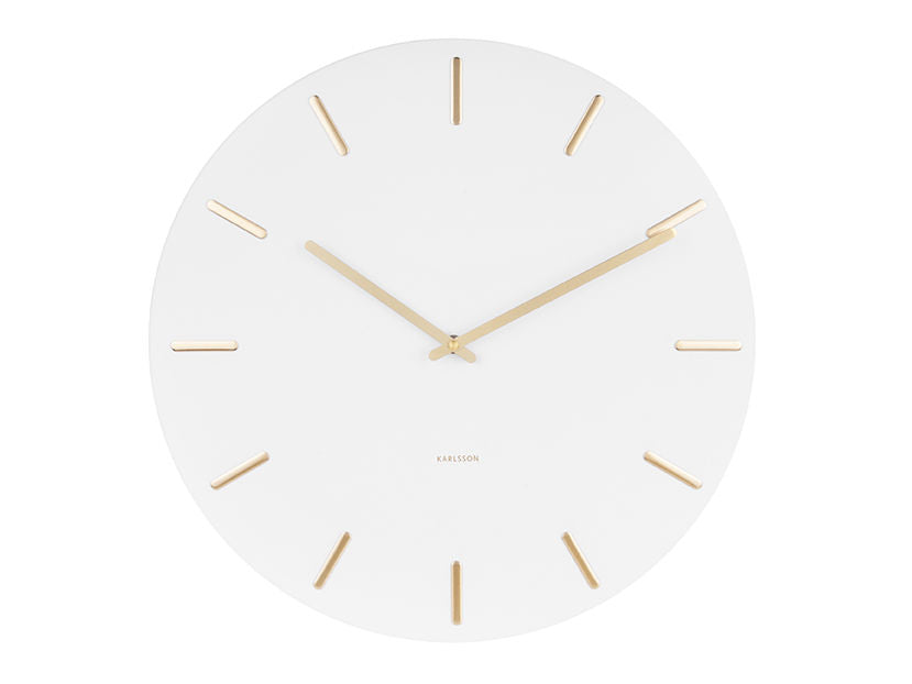 Karlsson Wall clock Charm white steel with gold battons