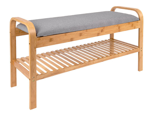 Leitmotiv Bench Arch bamboo w. grey fabric