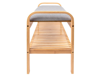 Leitmotiv Bench Arch bamboo w. grey fabric