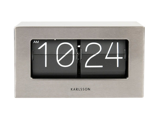 Karlsson Wall / Table clock Boxed Flip brushed steel