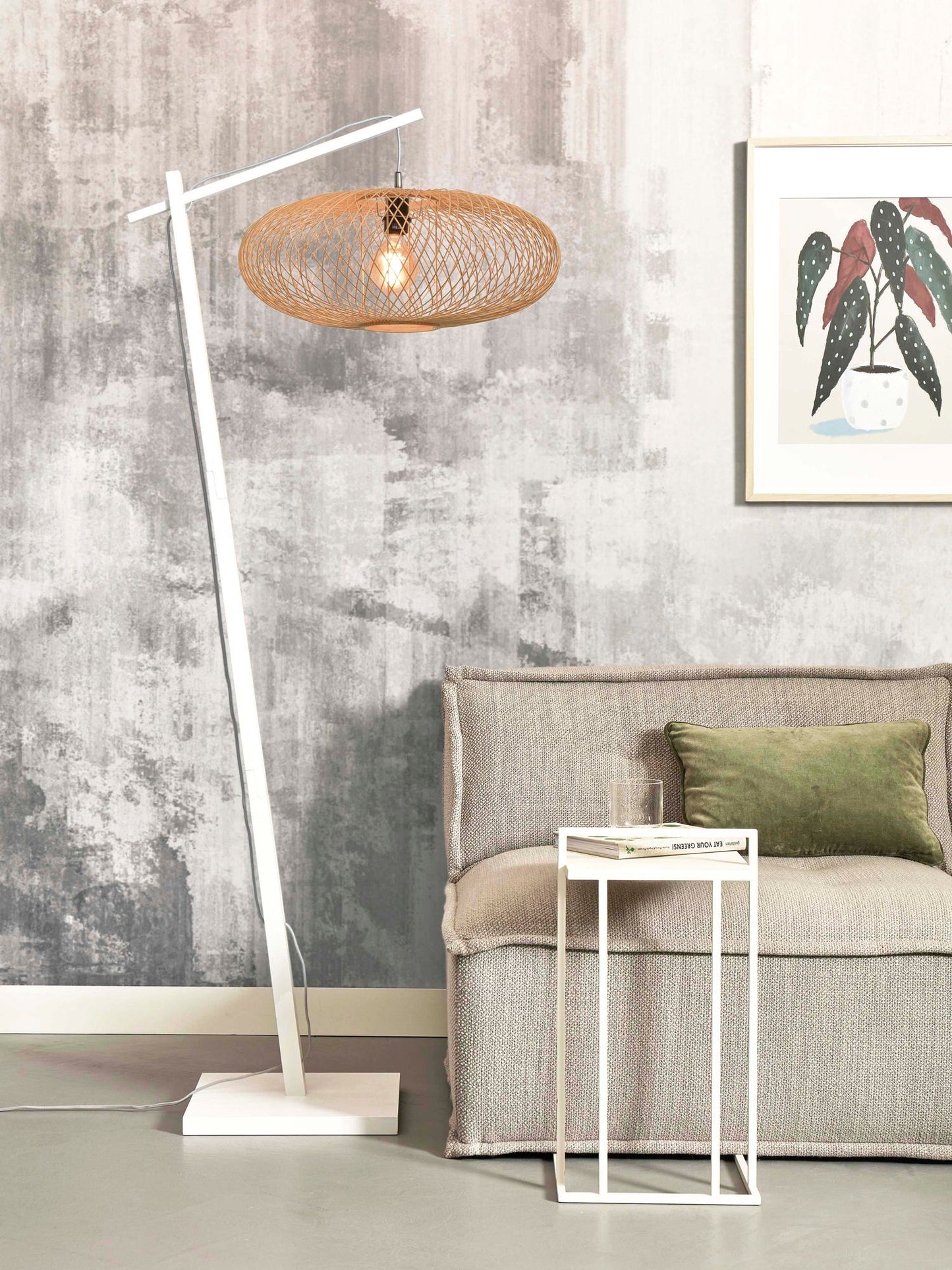 GOOD&MOJO #Vloerlamp Cango L wit/60x25 nat.